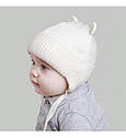 Демісезонна дитяча шапочка для хлопчика малюка з вушками на зав'язку, фото 6