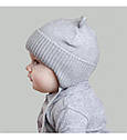 Демісезонна дитяча шапочка для хлопчика малюка з вушками на зав'язку, фото 2