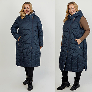 Жіноче стьобане пальто трансформер великих розмірів 48-72