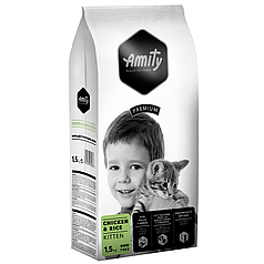 Сухий корм для кошенят Amity Kitten повсякденний курка/рис 1.5 кг