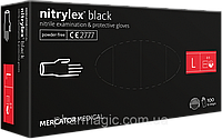 Рукавички медичні нітрилові (рукавиці нітрилові) MERCATOR MEDICAL Nitrylex Black 100 шт. size - L