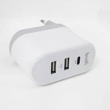 Зарядний пристрій Budi №M8J315QE на 3.0Q 3USB,2.4A,12W white/Breidon/