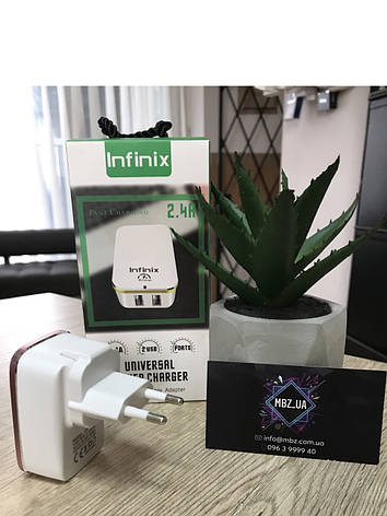 Зарядний пристрій Infinix 220В 2,4 А USBx2, фото 2