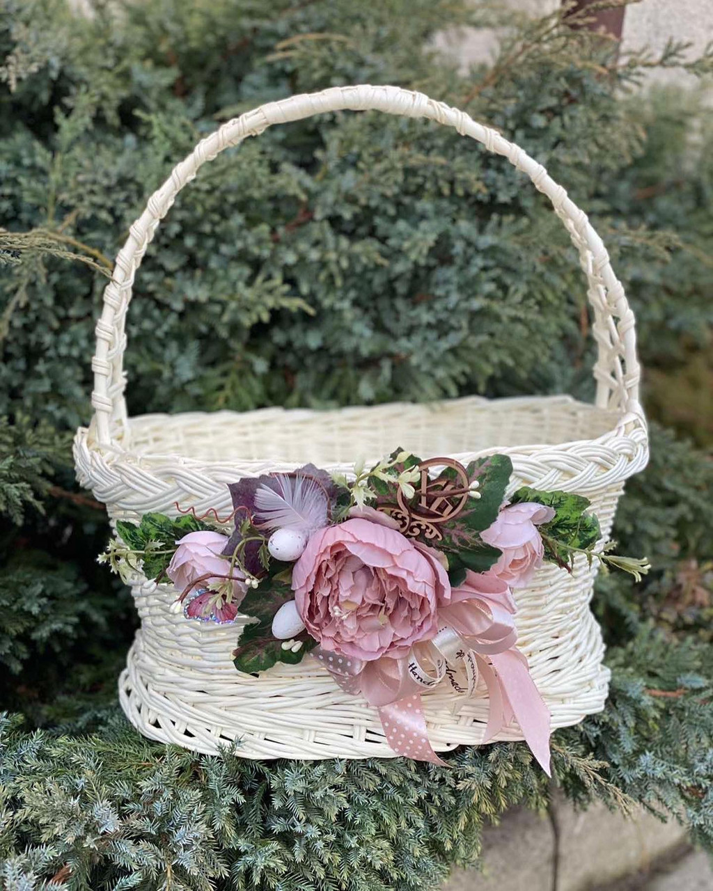 Корзина пасхальна біла + Декор