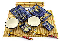 Сервиз для суши "Желто синий" набор посуды на 2 персоны (34282I)