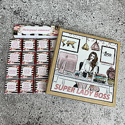 Подарунковий шоколадний набір Супер леді бос. Подарунок керуючій, керівнику жінці на День народження, 8 березня