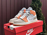 Жіночі кросівки Nike Air Jordan шкіряні стильні молодіжні сірі персикові, фото 3