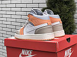Жіночі кросівки Nike Air Jordan шкіряні стильні молодіжні сірі персикові, фото 4