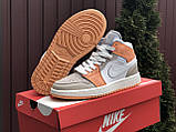 Жіночі кросівки Nike Air Jordan шкіряні стильні молодіжні сірі персикові, фото 5