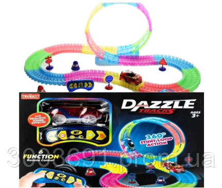 РОЗПРОДАЖ!!! Dazzle Tracks 187 дет., Гнучкий іграшкова залізниця, одна машинка з пультом дистанційного керування