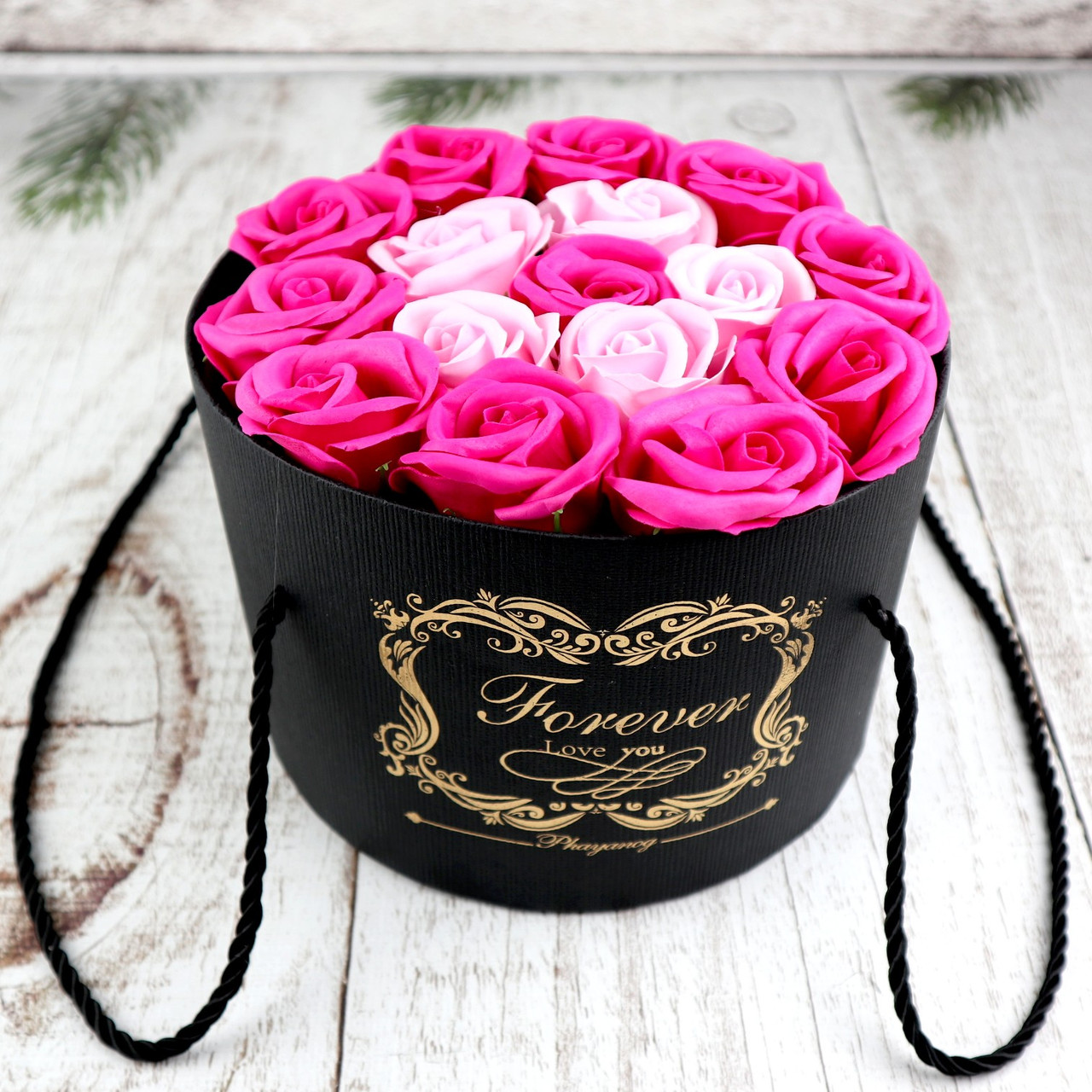 Подарочный набор букет роз из мыла в коробке-вазон Подарок девушке на 8 марта 14 февраля женщине Розовый ФОТО - фото 1 - id-p1587224175