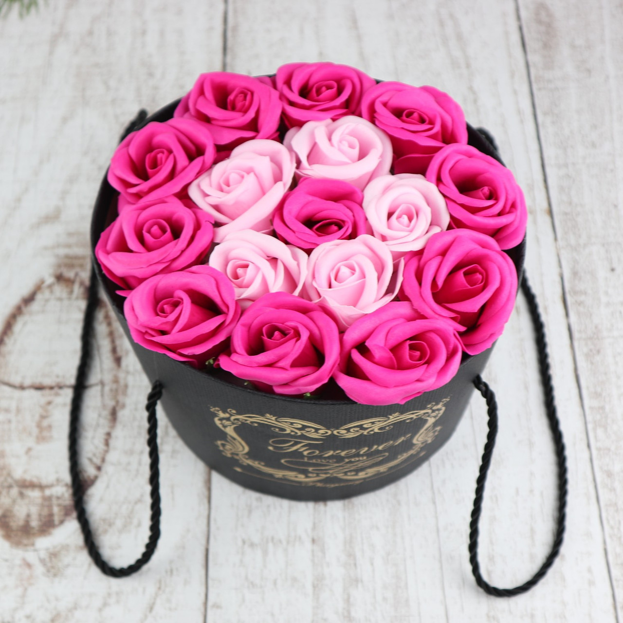 Подарочный набор букет роз из мыла в коробке-вазон Подарок девушке на 8 марта 14 февраля женщине Розовый ФОТО - фото 2 - id-p1587224175
