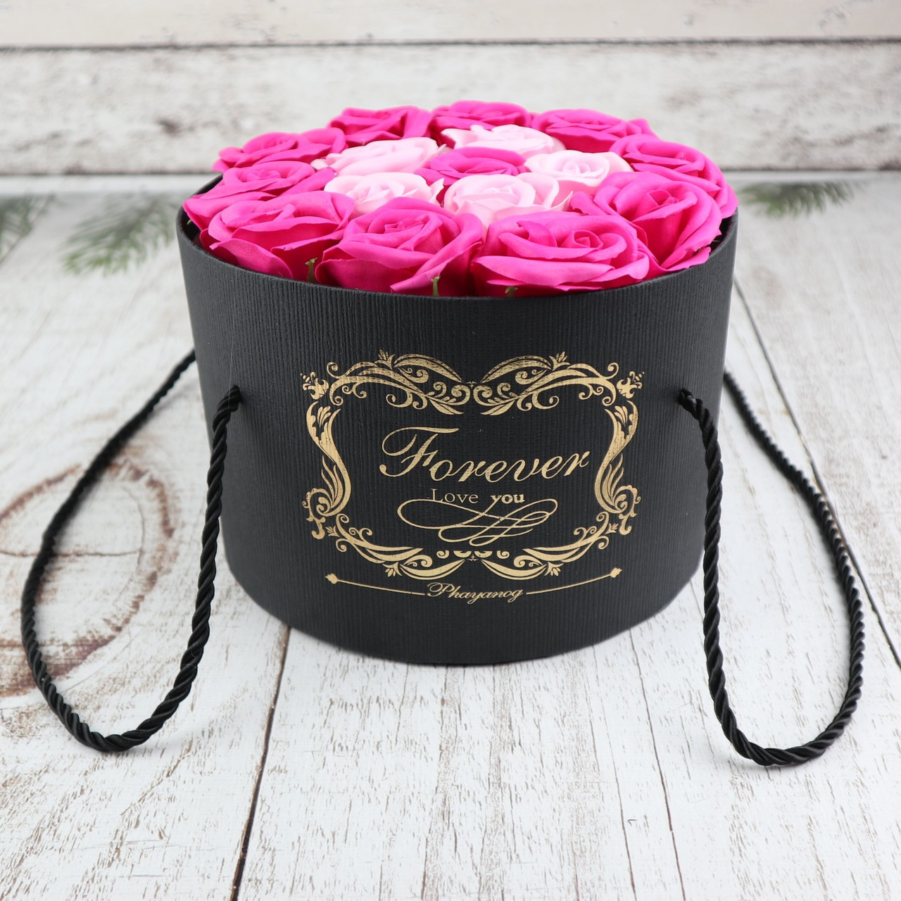 Подарочный набор букет роз из мыла в коробке-вазон Подарок девушке на 8 марта 14 февраля женщине Розовый ФОТО - фото 4 - id-p1587224175