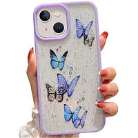 Чохол накладка для Apple iPhone 13 Pro Alitek Batterfly Метелики з блискітками Purple