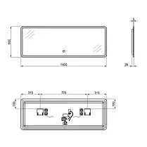 Дзеркало Qtap Tern 1400x500 з LED-підсвіткою, Bluetooth QT1778142750140WB, фото 2