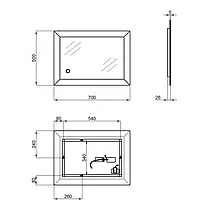 Дзеркало Qtap Aries 500х700 з LED-підсвіткою, Reverse QT037816015070W, фото 2