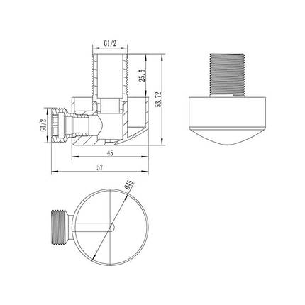 Під'єднання для шланга Qtap Spojecti округле QT0020CRM Chrome, фото 2