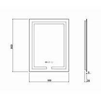 Дзеркало Qtap Mideya 500х800 (DC-F936) з LED-підсвіткою й антизапотіванням QT2078F936W, фото 2