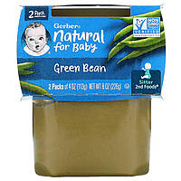 Gerber, Natural For Baby, Green Bean, Sitter, 2 Pack, 4 oz (113 g) Each - Оригинал