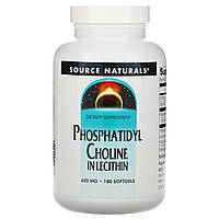 Source Naturals, Фосфатидилхолин, в лецитине, 420 мг, 180 мягких таблеток - Оригинал