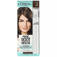 L'Oreal, Комплект для окрашивания корней за 10 минут Magic Root Rescue, оттенок 4 темный коричневый, на 1