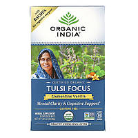 Organic India, Tulsi Tea, Focus, клементина и ваниль, без кофеина, 18 пакетиков для настоя, 1,34 унции (38,08