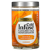 Twinings, Cold Infuse, ароматизатор для холодной воды, манго и маракуйя, 12 шт., 30 г (1,06 унции) - Оригинал