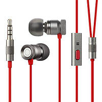 Навушники суцільнометалеві GGMM Nightingale ("Соловей") EJ-101 для iPhone, Samsung червоний/сірий