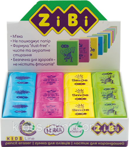 Ластик КНИЖКА 30х25х8mm, у шоу-боксі по 36 шт., KIDS Line