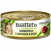 Вологий корм для котів Basttet'o Original з яловичиною та овочами в желе, 85 г