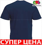 Футболка чоловіча класична 100% бавовна 61-036-0 Шовкографія, S, Без малюнків і написів, Темно-синій, фото 4