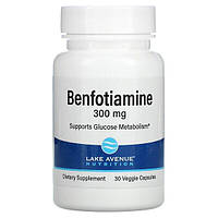 Бенфотиамин Benfotiamine 300 мг 30 капс жирорастворимый витамин В1 Lake Avenue Nutrition США