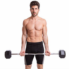 Штанга фіксована пряма гумова Record Rubber Hexagon Barbell TA-6230-25 довжина-95 см 25 кг