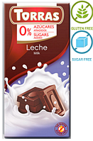 Шоколад без сахара и глютена Молочный Torras Leche 75г Испания