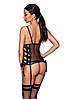 Корсет еротичний з еко-шкіри Passion Malwia Corset black XXL/XXXL: з люверсами і знімними пажами, фото 3