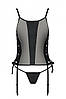 Корсет еротичний з еко-шкіри Passion Malwia Corset black XXL/XXXL: з люверсами і знімними пажами, фото 4
