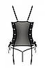 Корсет еротичний з еко-шкіри Passion Malwia Corset black XXL/XXXL: з люверсами і знімними пажами, фото 5