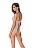 Боді еротичне з ажурним декором і відкритим кроком Passion Ursula Body white L/XL, фото 3