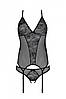 Корсет еротичний Passion Ursula Corset black XXL/XXXL, з пажами, трусики з відкритим кроком, фото 4