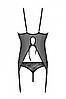 Корсет еротичний Passion Ursula Corset black XXL/XXXL, з пажами, трусики з відкритим кроком, фото 5