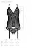 Корсет еротичний Passion Ursula Corset L/XL, з пажами, трусики з ажурним декором і відкритим кроком, фото 6