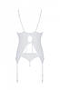 Корсет еротичний Passion Ursula Corset L/XL, з пажами, трусики з ажурним декором і відкритим кроком, фото 4