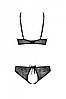 Комплект Passion URSULA SET black L/XL: бра, трусики з ажурним декором і відкритим кроком, фото 4