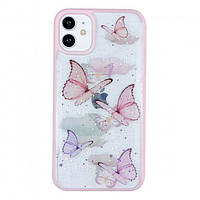 Чохол панель для Apple iPhone 13 Pro Alitek Batterfly Метелики з блискітками Pink