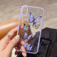 Панель чохол для Apple iPhone X/Xs Alitek Метелики з блискітками Purple