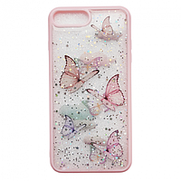 Чохол панель для Apple iPhone 7 Plus, 8 Plus Alitek Batterfly Метелики з блискітками Pink