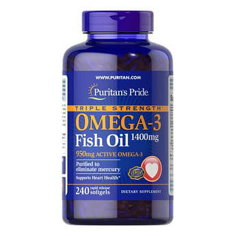 Puritan's Pride Triple Strength Omega-3 1400 mg 240 рідких капсул