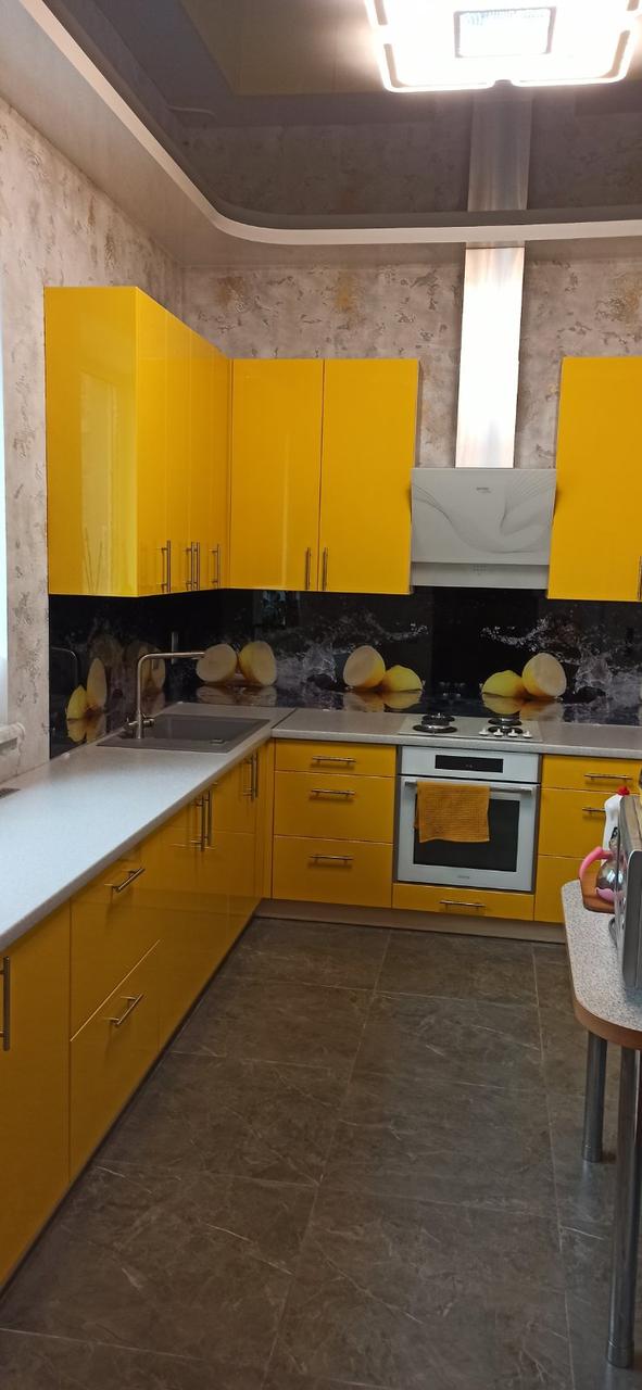 Водостойкая стеновая панель на кухню из стекла Лимоны - фото 2 - id-p1587656698