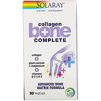 Коллаген Solaray, Collagen Bone Complete, усовершенствованная формула костной матрицы, 90 капсул с оболочкой