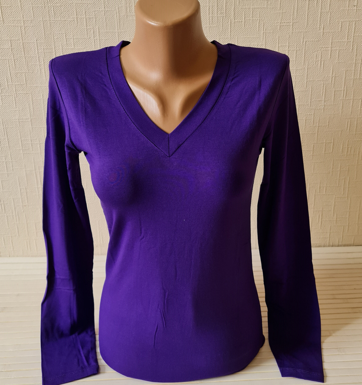 Лонгслив жіночий, футболка з довгим рукавом віскоза, фіолетовий